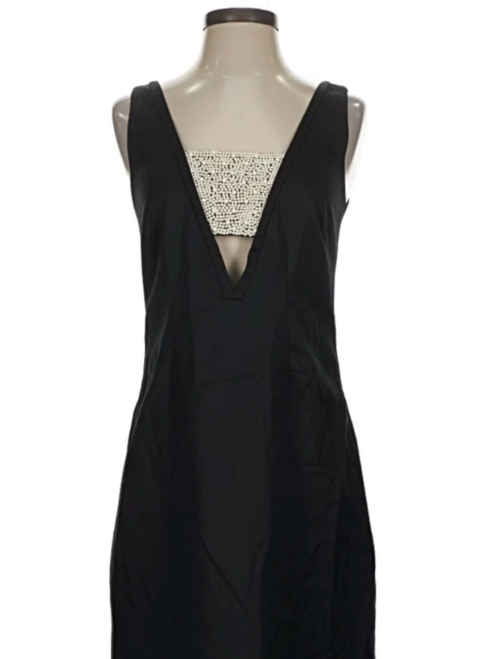 Club Monaco Black Strapless Dress with Cream Beaded Insert